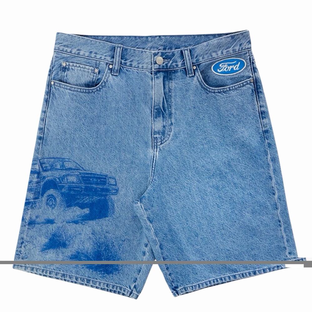 Pacsun FORD Bronco Baggy Denim Shorts Light Wash Size 32